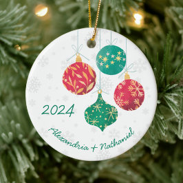 Adorno De Cerámica Monograma de bulbos de Navidades modernos