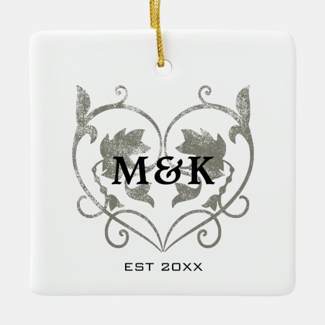 Adorno De Cerámica Monograma de cosecha no 4 (Anverso)