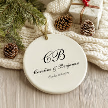 Monograma de escritura blanco y negro intemporal e