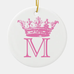 Adorno De Cerámica Monograma de la corona del vintage