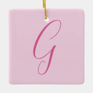 Adorno De Cerámica Monograma de letra inicial rosa claro elegante sen