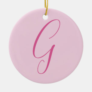 Adorno De Cerámica Monograma de letra inicial rosa claro elegante sim