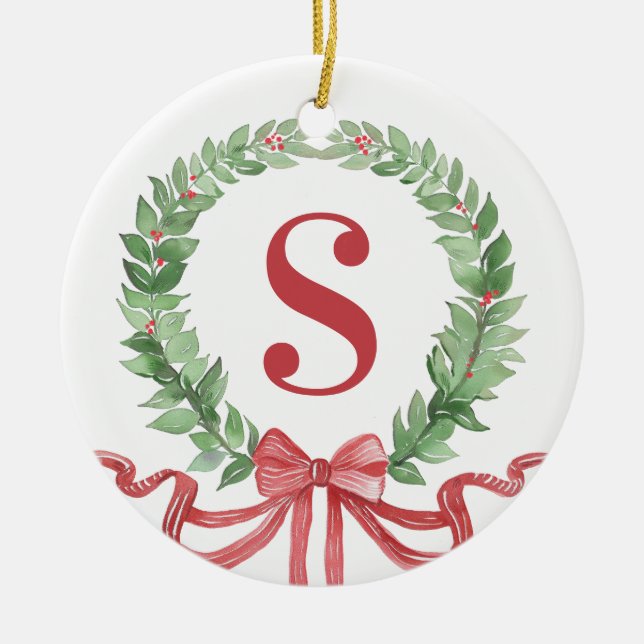 Adorno De Cerámica Monograma de Navidades de la Generación de Niveles (Frente)
