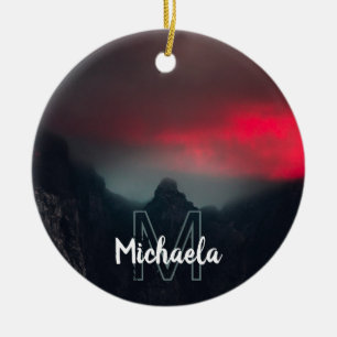 Adorno De Cerámica Monograma de nubes, niebla y montañas quemadas