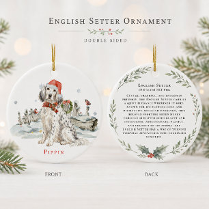 Adorno De Cerámica Monograma de perro Setter Inglés