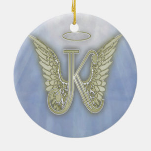 Adorno De Cerámica Monograma del ángel de la letra K