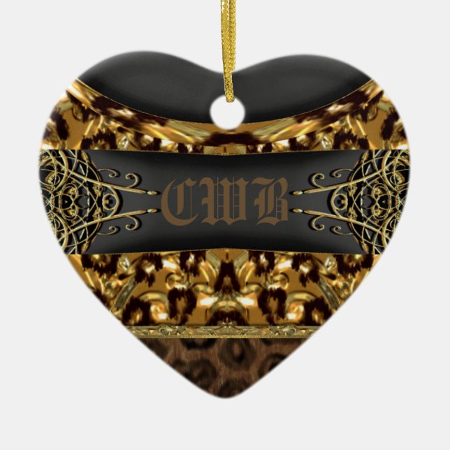 Adorno De Cerámica Monograma del encanto del guepardo (Frente)