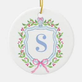 Adorno De Cerámica Monograma del Escudo Grandmillennial Ginger Jar