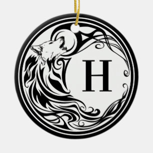 Adorno De Cerámica Monograma del lobo tribal