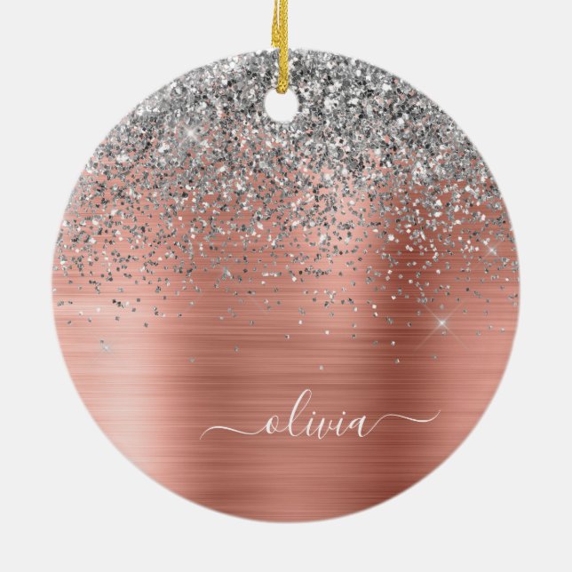 Adorno De Cerámica Monograma del Rosa Metalizado de plata dorada cepi (Atrás)