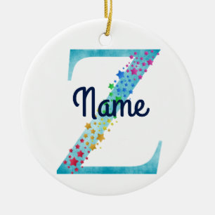 Adorno De Cerámica Monograma Diseño inicial Z Rainbow Star