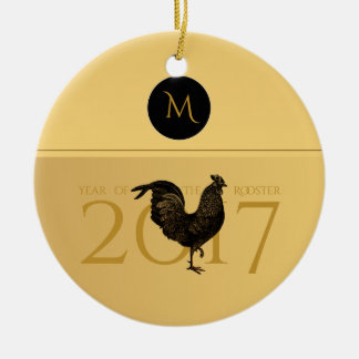 Adorno De Cerámica Monograma elegante 2017 del año del gallo del
