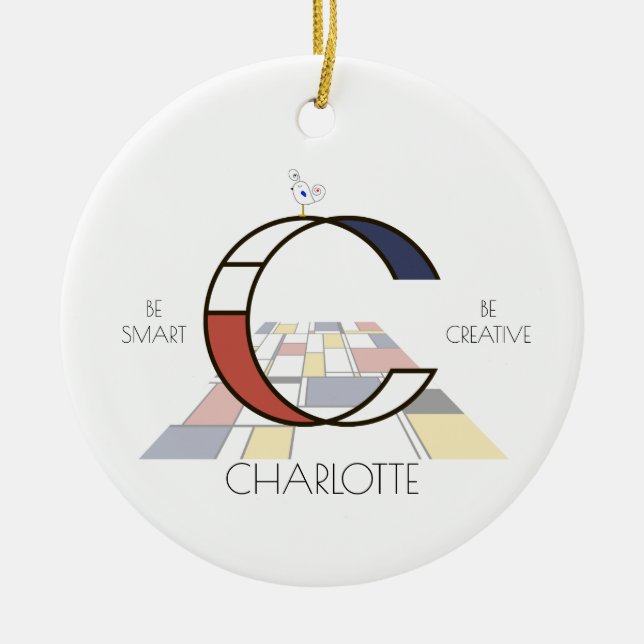 Adorno De Cerámica Monograma estilo arte moderno. Letra С (Frente)