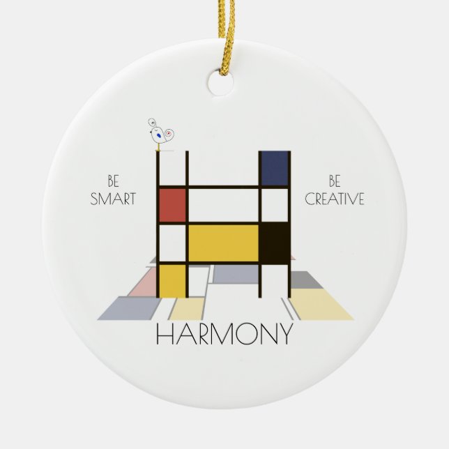 Adorno De Cerámica Monograma estilo arte moderno. Letra H (Frente)