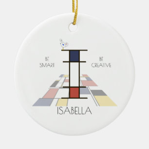 Adorno De Cerámica Monograma estilo arte moderno. Letra I