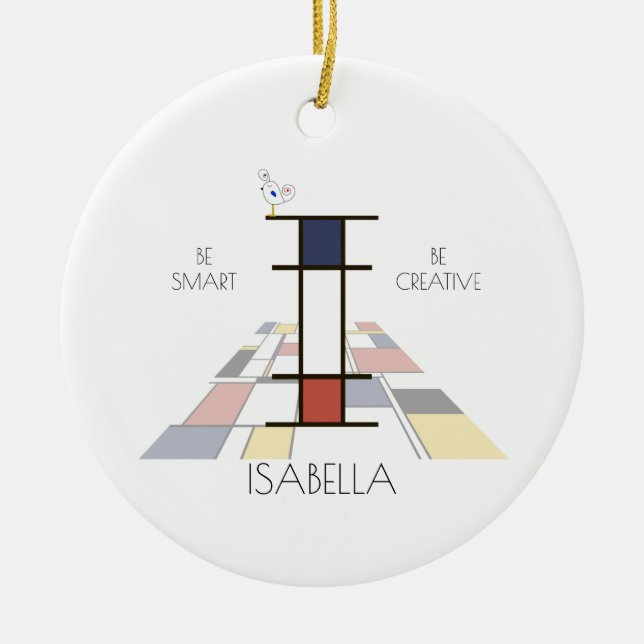 Adorno De Cerámica Monograma estilo arte moderno. Letra I (Frente)