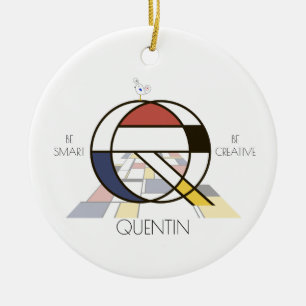 Adorno De Cerámica Monograma estilo arte moderno. Letra Q