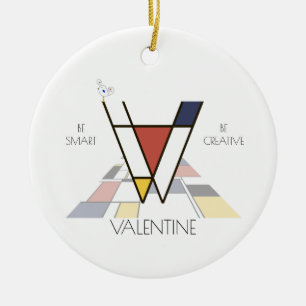 Adorno De Cerámica Monograma estilo arte moderno. Letra V