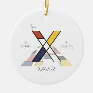 Adorno De Cerámica Monograma estilo arte moderno. Letra X