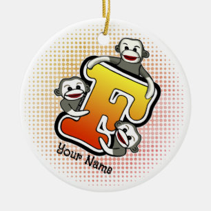 Adorno De Cerámica Monograma F Mono de media luna