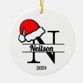 Adorno De Cerámica Monograma familiar N | ambas caras