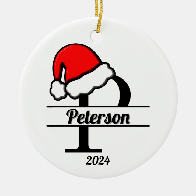 Adorno De Cerámica Monograma familiar P | ambas caras (Frente)