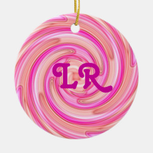 Adorno De Cerámica Monograma femenino del remolino de los tonos