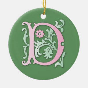 Adorno De Cerámica Monograma Fleur-de-lis D
