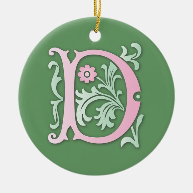 Adorno De Cerámica Monograma Fleur-de-lis D (Frente)