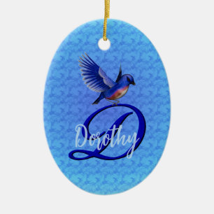 Adorno De Cerámica Monograma Inicial D Bluebird Personalizado