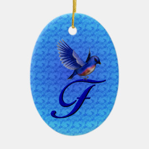 Adorno De Cerámica Monograma inicial F Bluebird 