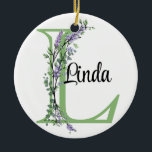 Adorno De Cerámica Monograma L Lavender Eucalyptus poster<br><div class="desc">Un diseño romántico y elegante con letra de alfabeto monogramado enmarcado por eucalipto y lavanda y libélula pintada en acuarelas. Para empezar a cambiar el nombre, haga clic en "Personalizar esta plantilla" y edite la redacción en los cuadros de plantilla. Para acceder a las herramientas de edición más avanzadas, desplácese...</div>