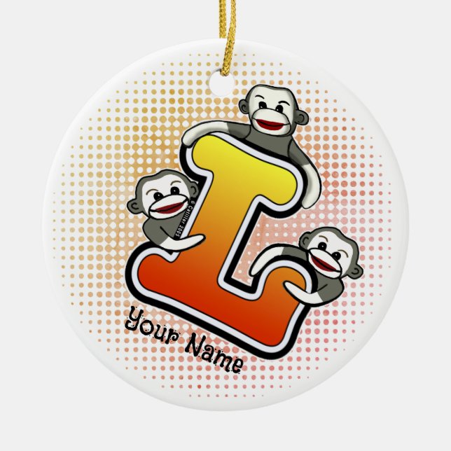 Adorno De Cerámica Monograma L Sock Mono (Frente)