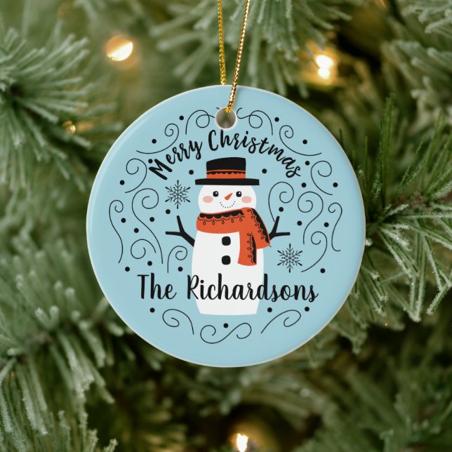 Adorno De Cerámica Monograma lindo Navidades de moda Snowman (Árbol)