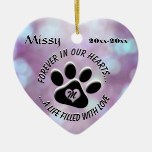 Adorno De Cerámica Monograma Mascota Memorial Heart