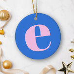 Adorno De Cerámica Monograma moderno Letra inicial rosa azul brillant<br><div class="desc">Monograma moderno con la letra de su elección,  en azul y rosa.</div>