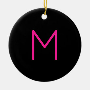 Adorno De Cerámica Monograma moderno rosa y negro editable