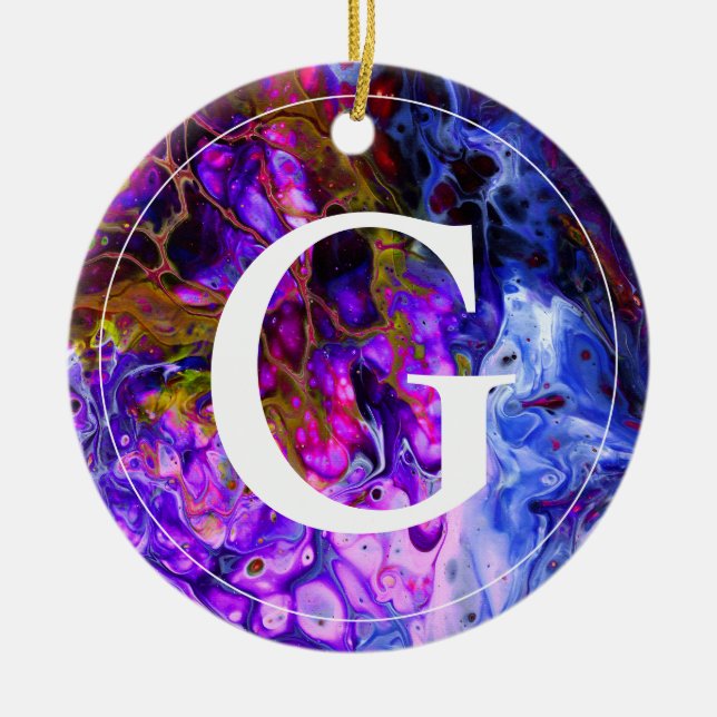 Adorno De Cerámica Monograma Mundial de Fantasía (Frente)