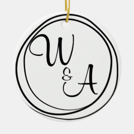 Adorno De Cerámica Monograma para casal Estilo Rústico