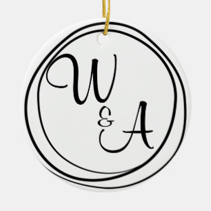 Adorno De Cerámica Monograma para casal Estilo Rústico
