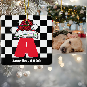 Adorno De Cerámica Monograma personalizado con nombres de Navidades f