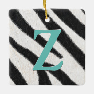Adorno De Cerámica Monograma personalizado de cebra Fur y regalo de m