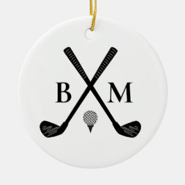 Adorno De Cerámica Monograma personalizado de golfista clásico de pal