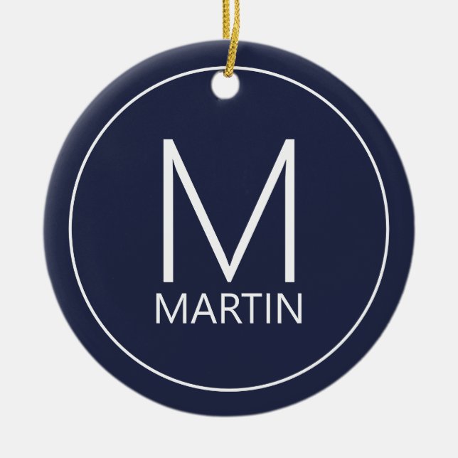 Adorno De Cerámica Monograma personalizado moderno y nombre cerámica  (Frente)