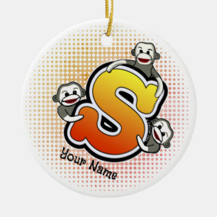 Adorno De Cerámica Monograma S Mono de media