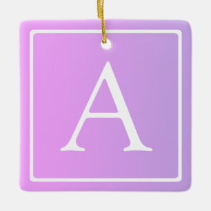 Adorno De Cerámica Monograma simple   Ombre rosa/morado sutil