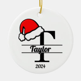 Adorno De Cerámica Monograma T familiar | ambas caras