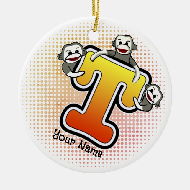 Adorno De Cerámica Monograma T Mono de acoplamiento (Frente)