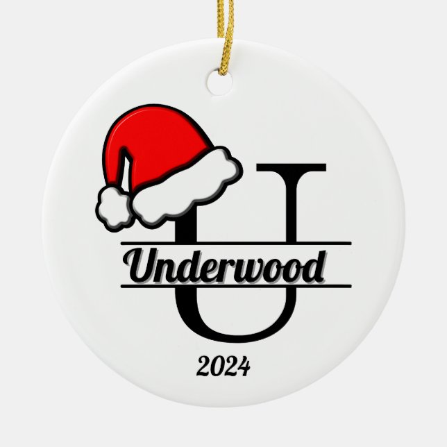 Adorno De Cerámica Monograma U familiar | ambas caras (Frente)