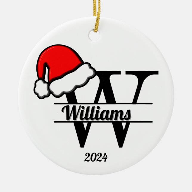 Adorno De Cerámica Monograma W familiar | ambas caras (Frente)